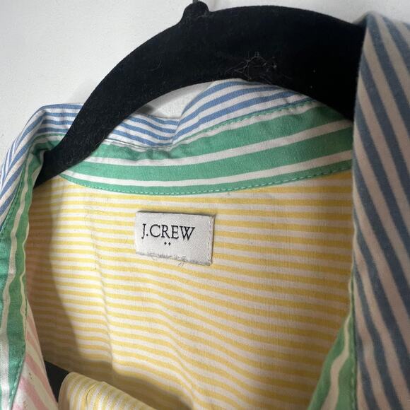 J. Crew Rainbow Pastel Stripe Mini Belted Shirt Dress Size M - Picture 7 of 8